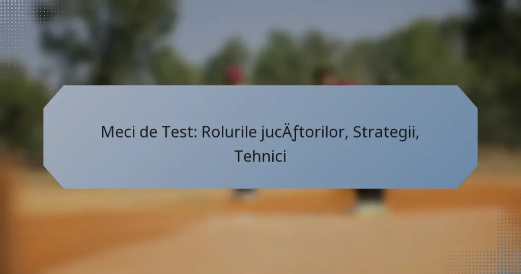 Meci de Test: Rolurile jucătorilor, Strategii, Tehnici