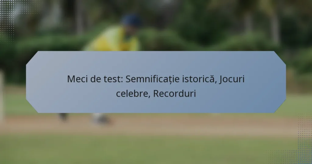 Meci de test: Semnificație istorică, Jocuri celebre, Recorduri
