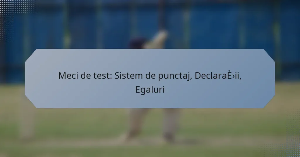 Meci de test: Sistem de punctaj, Declarații, Egaluri
