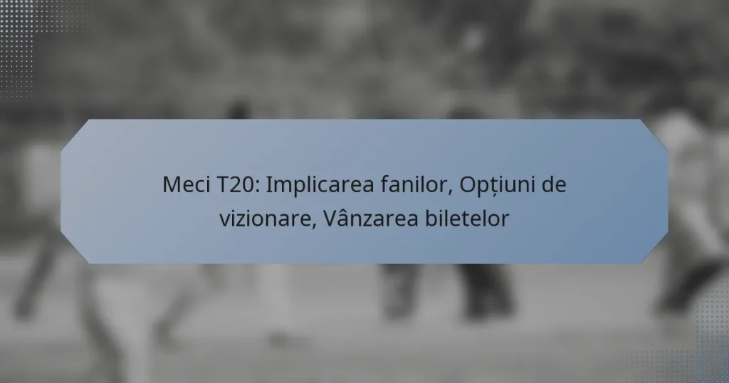 Meci T20: Implicarea fanilor, Opțiuni de vizionare, Vânzarea biletelor