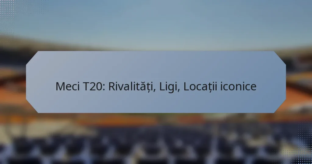 Meci T20: Rivalități, Ligi, Locații iconice
