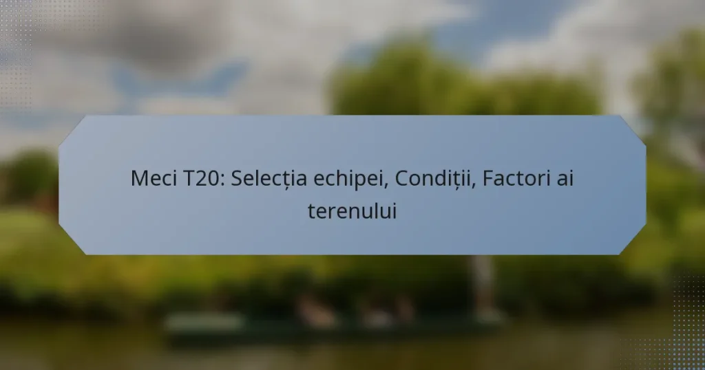 Meci T20: Selecția echipei, Condiții, Factori ai terenului