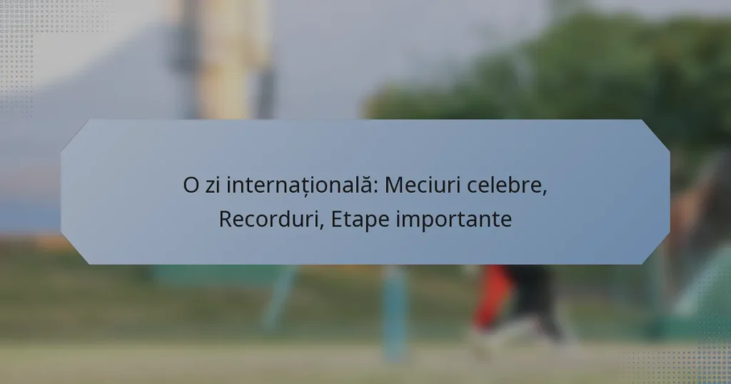 O zi internațională: Meciuri celebre, Recorduri, Etape importante
