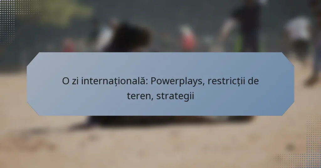 O zi internațională: Powerplays, restricții de teren, strategii