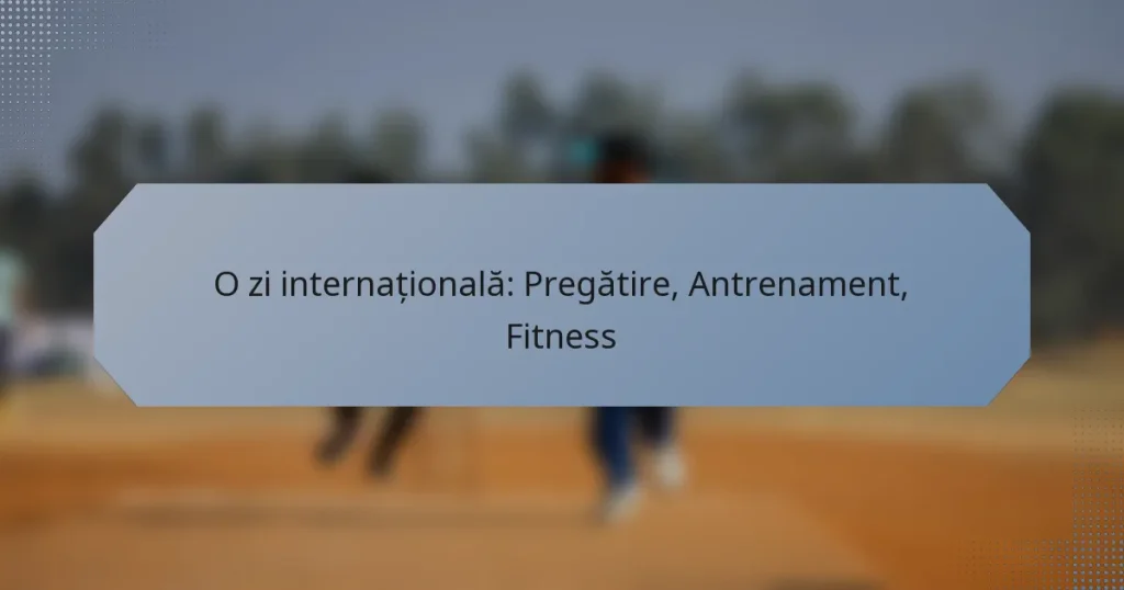 O zi internațională: Pregătire, Antrenament, Fitness