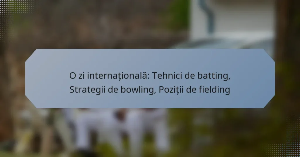 O zi internațională: Tehnici de batting, Strategii de bowling, Poziții de fielding