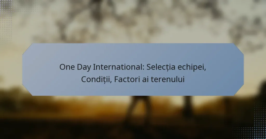 One Day International: Selecția echipei, Condiții, Factori ai terenului