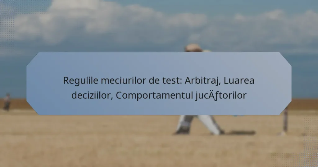 Regulile meciurilor de test: Arbitraj, Luarea deciziilor, Comportamentul jucătorilor