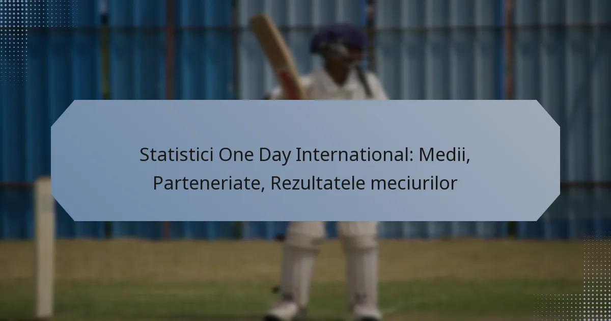 Statistici One Day International: Medii, Parteneriate, Rezultatele meciurilor