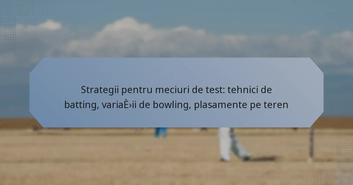 Strategii pentru meciuri de test: tehnici de batting, variații de bowling, plasamente pe teren