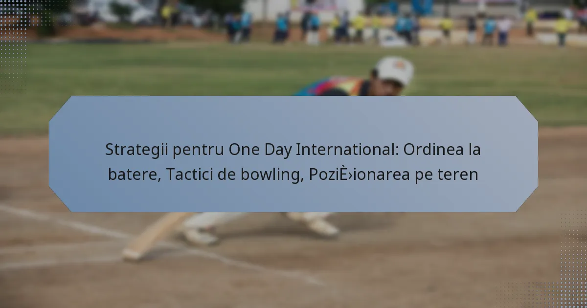 Strategii pentru One Day International: Ordinea la batere, Tactici de bowling, Poziționarea pe teren