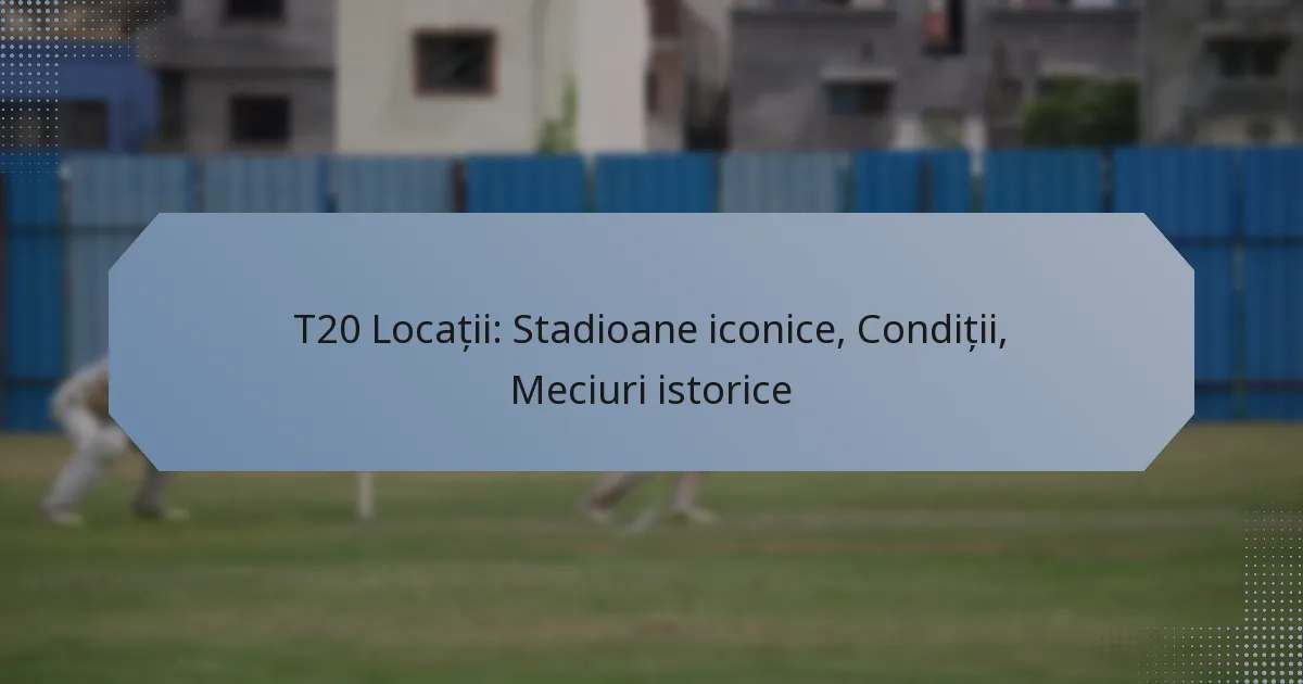 T20 Locații: Stadioane iconice, Condiții, Meciuri istorice